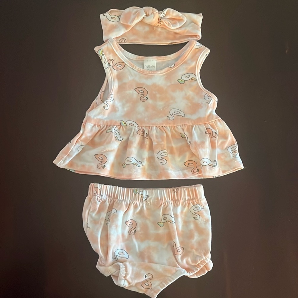 PL baby sundress, shorts and head band, 6M